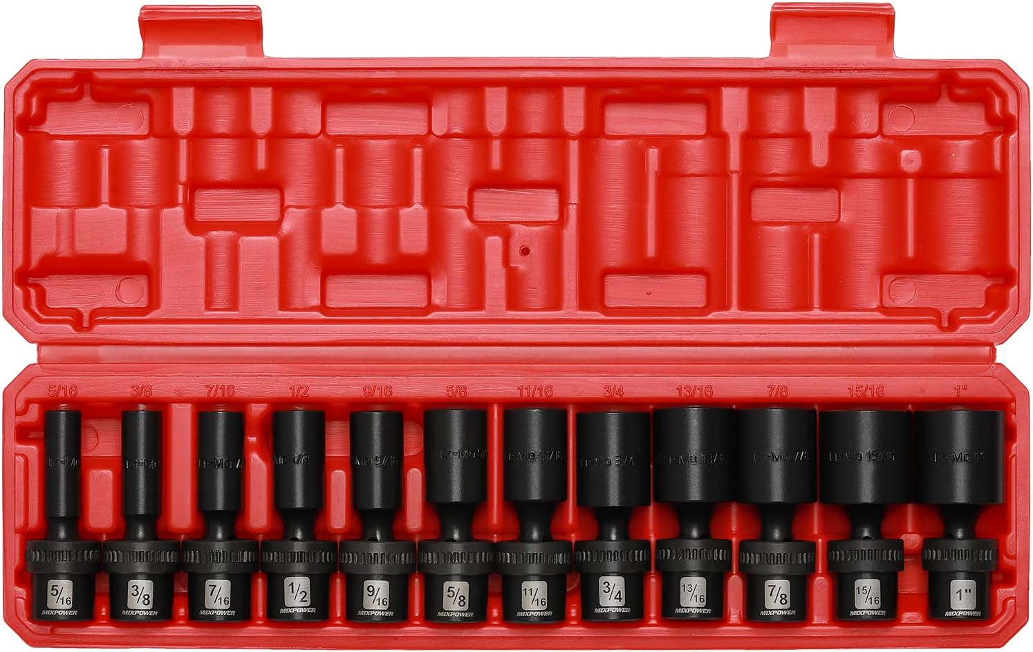 MIXPOWER 10-piece 3/8" Drive Shallow Universal Impact Socket Set, Metric,10-19mm, Swivel Socket with Flexible Wobble, CR-MO