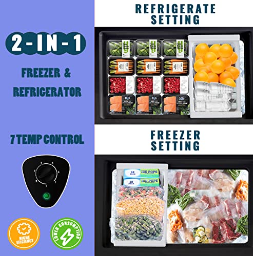 WANAI Chest Freezer 7 Temp Adjustable Control Top Open Door Deep Freezers