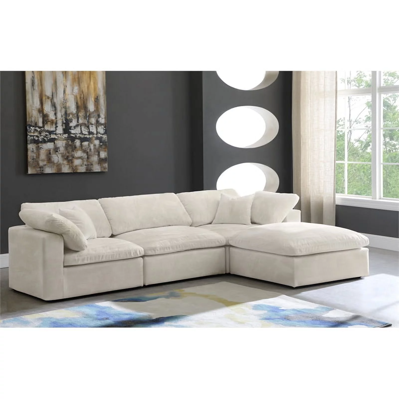 Meridian Furniture Cozy Cream Velvet Modular Sectional