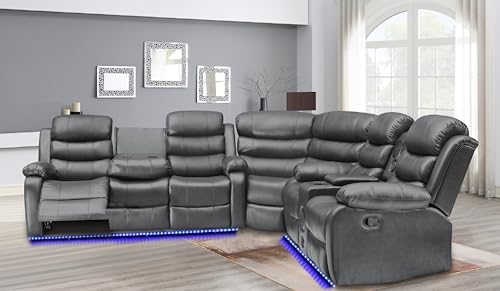 Johnson Power Recliner Sectional Sofa, Brown