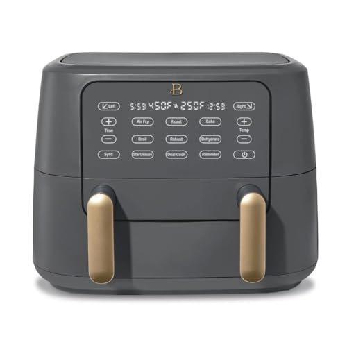 Beautiful By Drew Barrymore 9 Quart Air Fryer with 3 Functions, 10 Cooking Programs, Ceramic Coating, and 9 Qt. Capacity