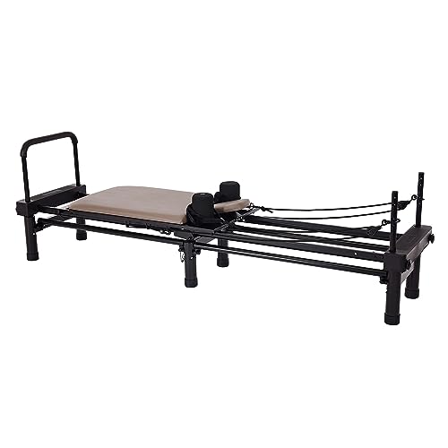 AeroPilates Reformer - Pilates Reformer Workout Machine for Home Gym - Cardio Fitness Rebounder- Up to 300 lbs Weight Capacity, Gray