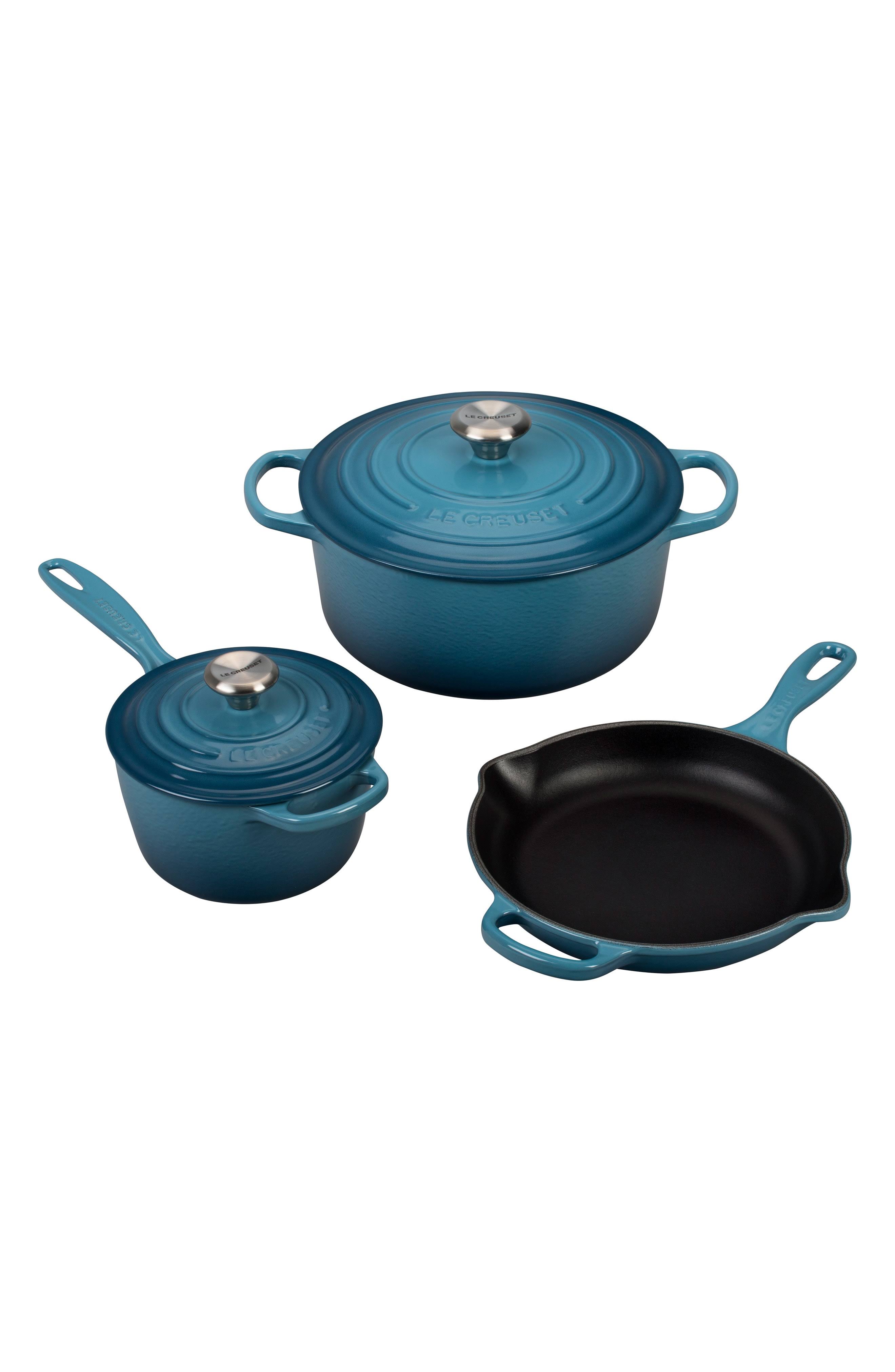 Le Creuset Signature Cast Iron 5 Piece Cookware Set - Marine