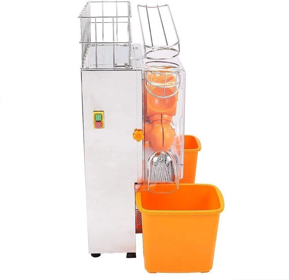 PreAsion 110V Commercial Orange Juice Machine Electric Orange Press Juicer Citrus Juice Squeezer with Plastic Basket with Scraper for Home Commercial Use