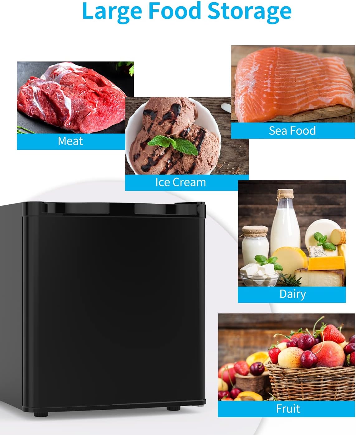 1.1 Cubic Feet Mini Freezer Countertop, Single Door Compact Upright Freezer with Reversible Door, Removable Shelves, Small freezer for Home/Dorms/Apartment/Office(Black)