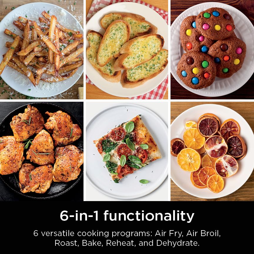 Ninja Air Fryer, 8 QT DoubleStack 2-Basket, Space Saving Design, Cooks 2lb Chicken Wings, Feeds up to 6 People, 6-in1 Air Fryer, Roast, Bake & More, Easy to Clean, Dishwasher Safe Parts, Black, SL201