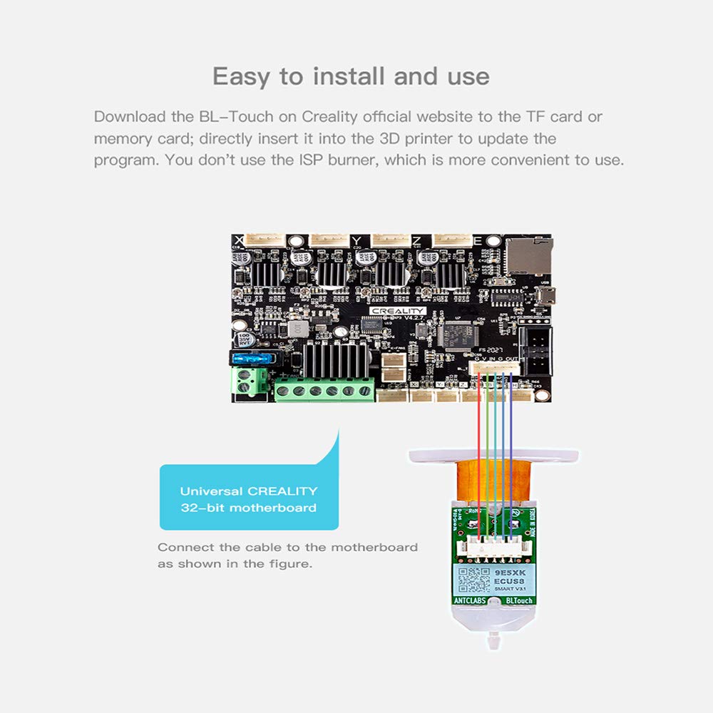 Creality CR Touch Auto Bed Leveling Sensor Kit for 32 Bit V4.2.2/(.7) Mainboard Ender 3v2/3/Pro/Ender 5/Pro/CR-10,Capricorn PTFE Bowden Tubing 1M,Aluminum Extruder, 0.4mm Nozzle, PC4-M6/M10 Fittings