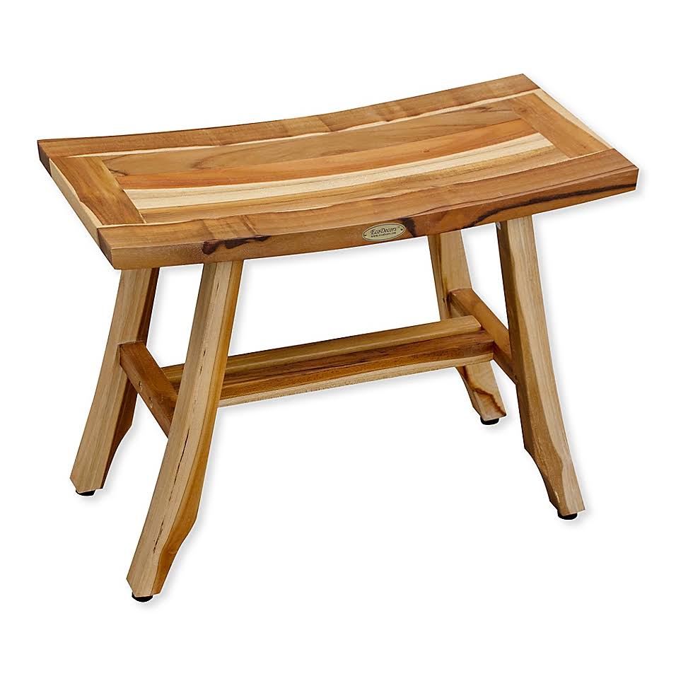 EcoDecors EarthyTeak Satori 24x22 Teak Shower Bench Natural