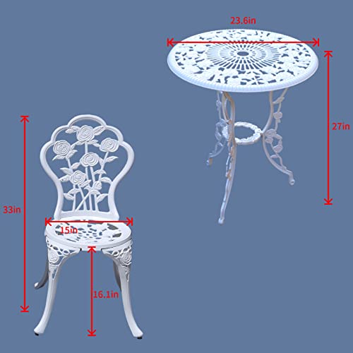 KAILI Outdoor Furniture Bistro Set with Rose Pattern 1 Table 2 Chairs for Garden Patio Porch (Rose-Bronzed)