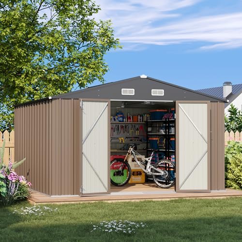 Patiowell 3 x 3 FT Outdoor Storage Shed,Small Garden Tool Storage Shed with Sloping Roof and Single Lockable Door, Outdoor Shed for Backyard Garden Patio Lawn, Grey