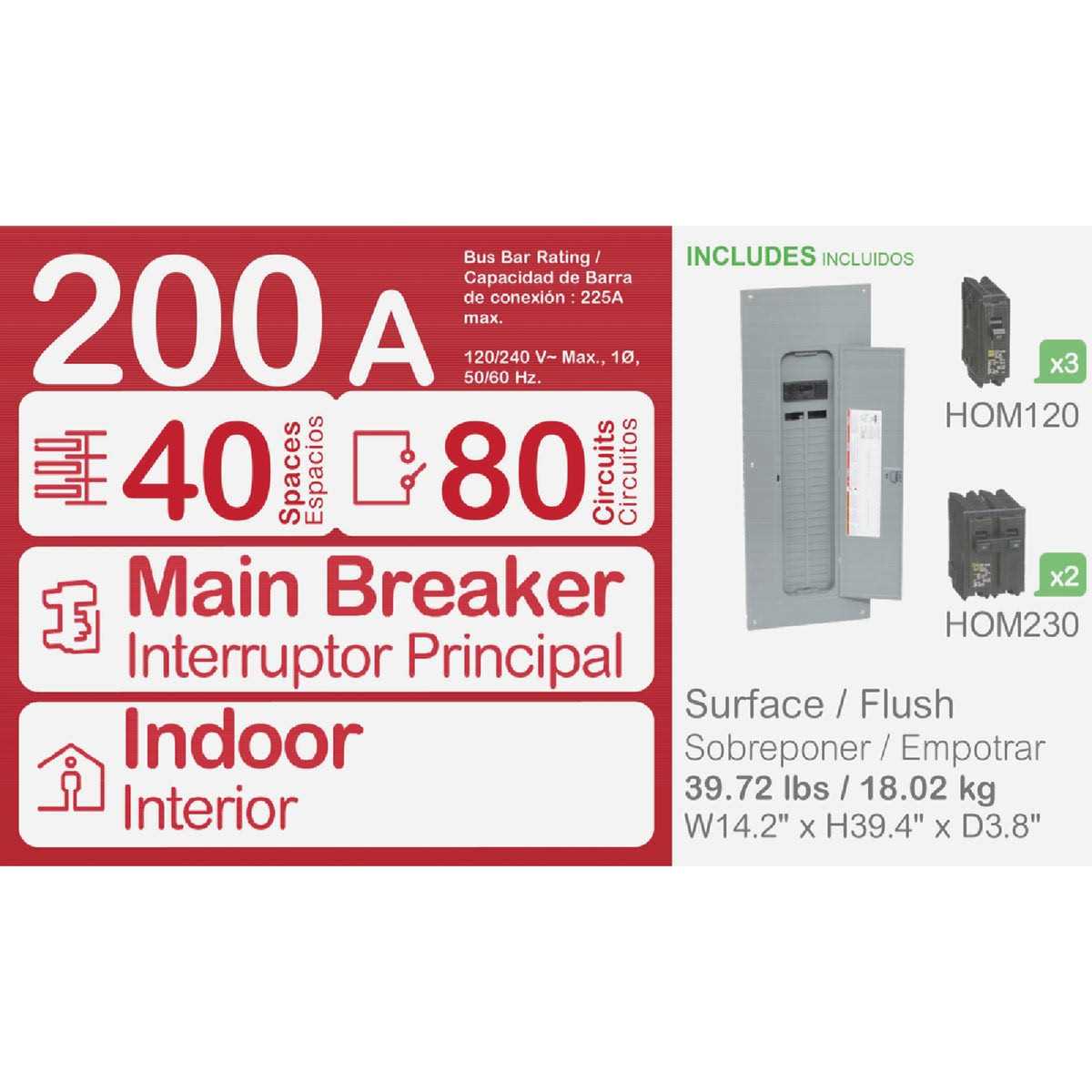 Square D HOM4080M200PCVP Homeline Indoor Main Breaker Load Center - Shop Hardware Tools Online Store