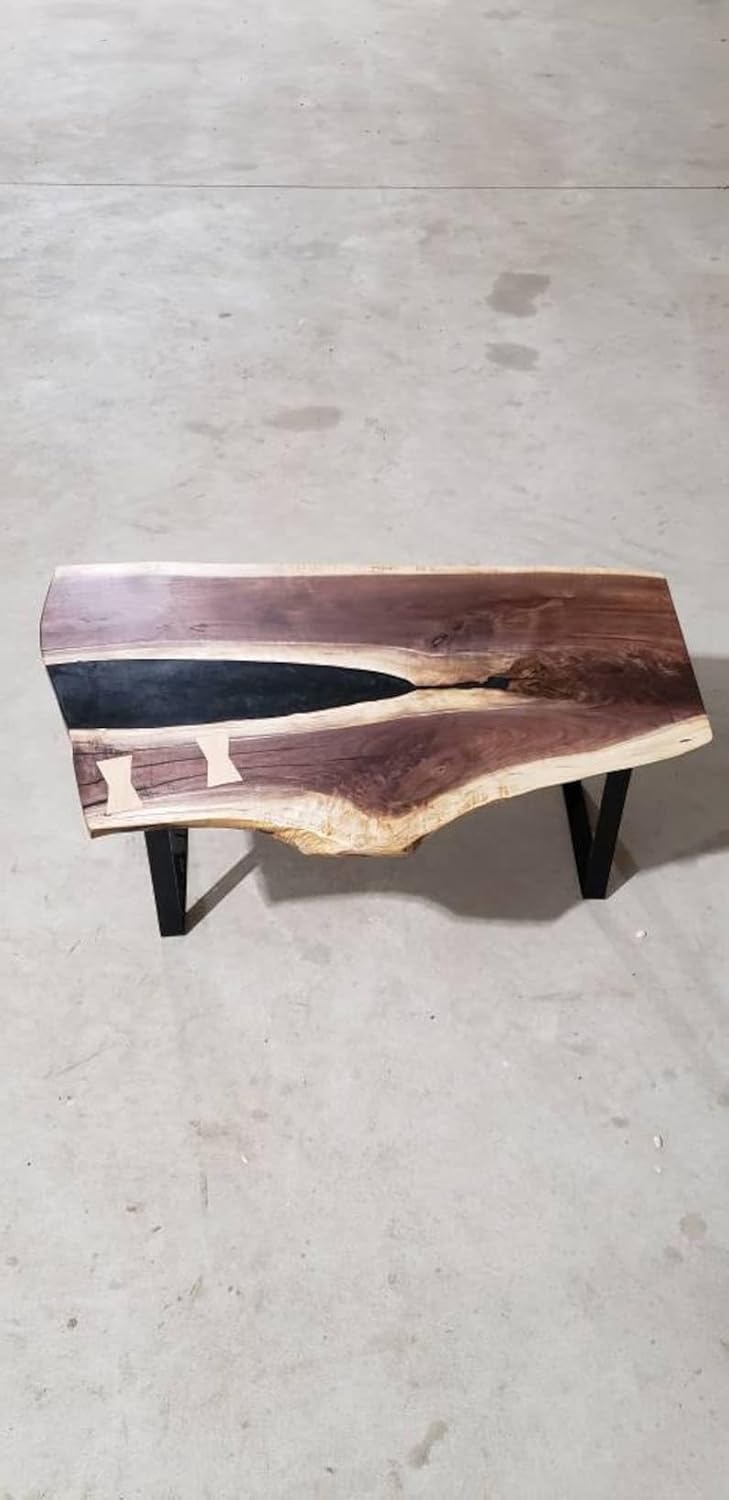 Epoxy Walnut coffee table. Epoxy River table/ Walnut end table. Epoxy coffee table made for tree fork/crotch