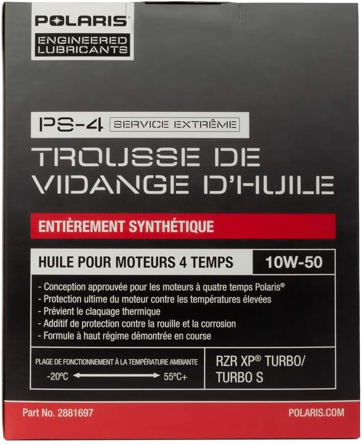 Polaris Off Road Full Synthetic Oil Change Kit, 2881697, 3 Quarts of PS-4 Extreme Duty Engine Oil and 1 Oil Filter Pack of 2