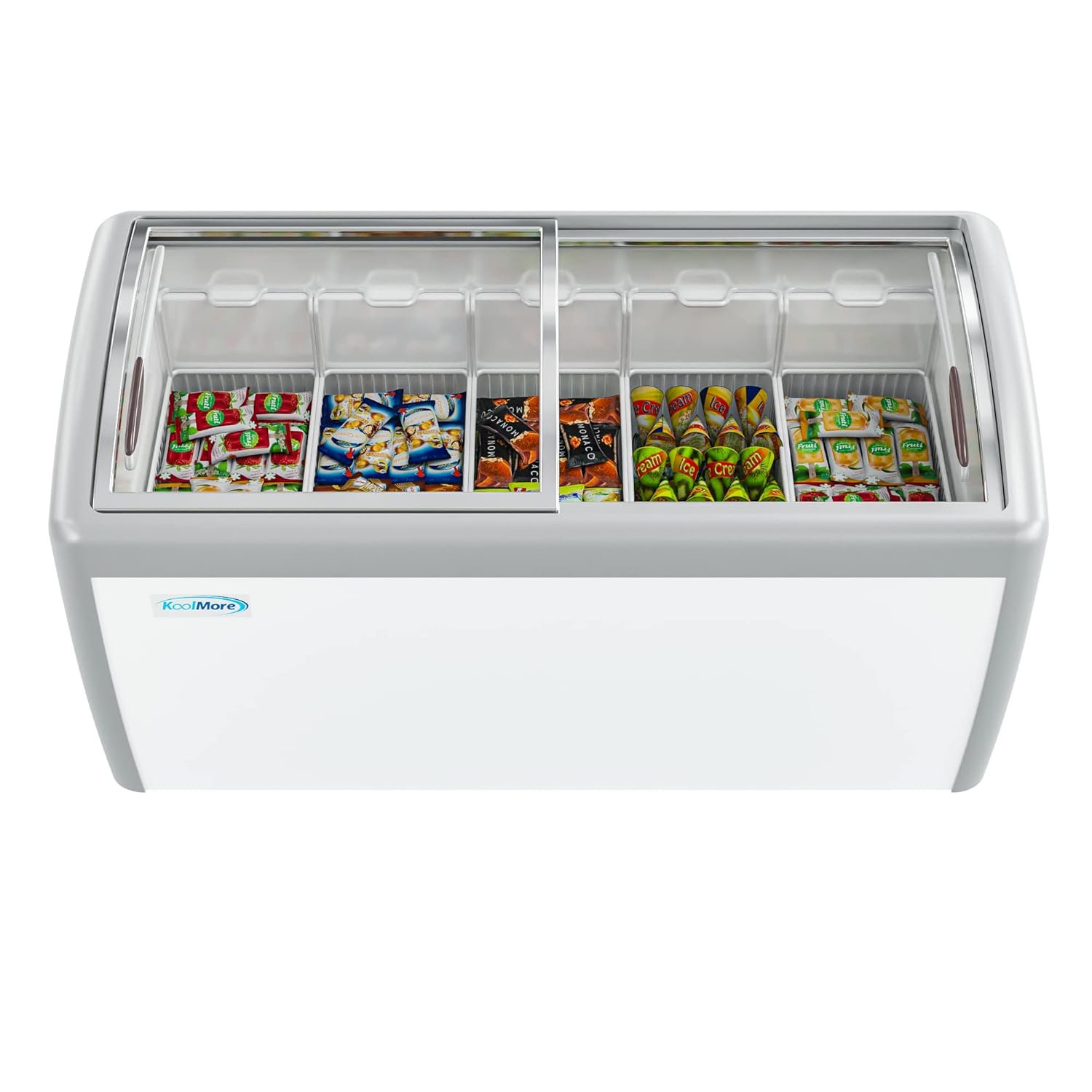 KoolMore MCF-16C Commercial Ice Cream Freezer Display Case, 16 Cu. Ft, White & Commercial One Glass Door Display Upright Beverage Refrigerator Cooler Merchandiser - 12 Cu. Ft [Black] (MDR-1GD-12C)