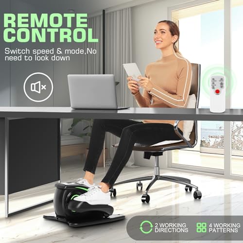 ANCHEER Under Desk Elliptical, Electric Ellipse Leg Exerciser While Sitting for Seniors Adults, Quiet Portable Motorized Seated Foot Pedal Exerciser with Remote Control for Home Office Use