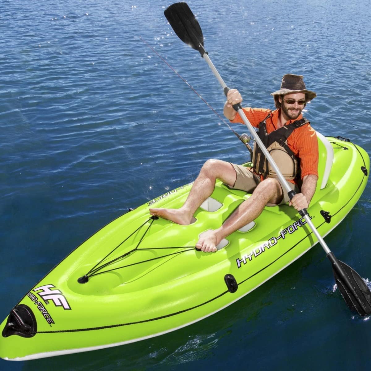 Bestway Hydro-Force inflatable kayak, Koracle Inflatable Boat Set for Fishing with Hand Pump and Paddle, 1 Person Capacity