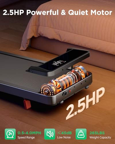 Walking Pad,Treadmill with Incline for Home Office, 2.5HP Portable Under Desk Treadmill with 265 Lbs Capacity,Remote Control, Led Display