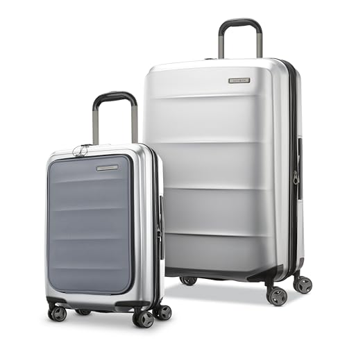 Samsonite Carry-On Pro Front Pocket Hardside Expandable 21-Inch Octiv Luggage: Durable & Impact Resistant, 360° Aero Trac Spinner Wheels, Adjustable Telescopic Handle, TSA Approved Lock - Silver
