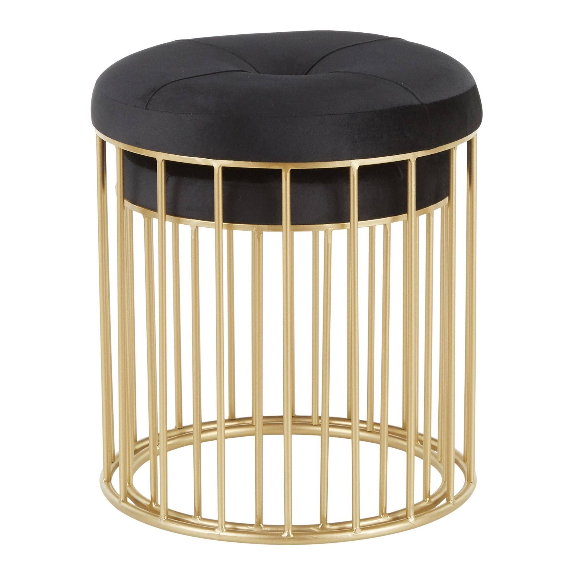 LumiSource Canary Nesting Ottoman Set - Gold Metal, Pink Velvet