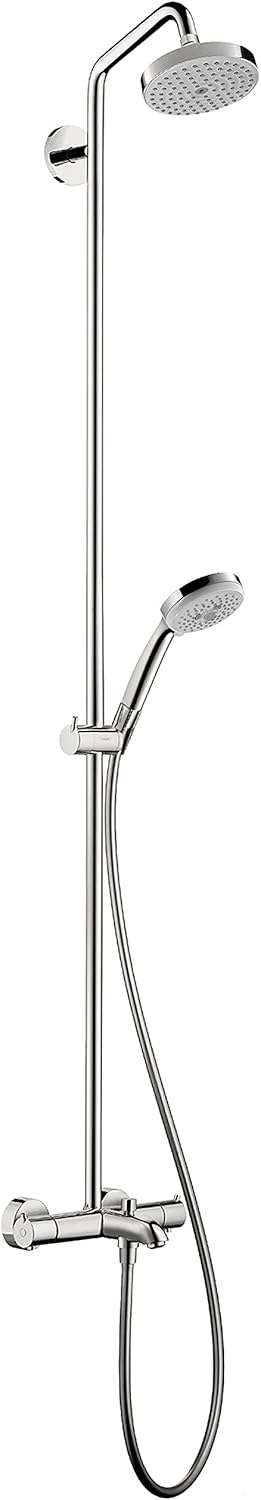 hansgrohe Croma Sliding Height Adjust Air Infusion, Rain AirPower Spray, QuickClean Showerpipe Shower Set in Brushed Nickel, 27143821