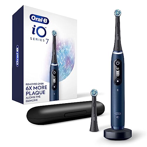 Oral-B iO Series 7G Rechargeable Electric Toothbrush with Visible Pressure Sensor to Protect Gums, 2 Min Timer, 5 Cleaning Settings, 2 Replacement Toothbrush Heads, and Travel Case, Black