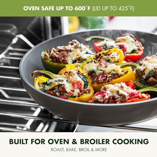 GreenPan Valencia Pro Hard Anodized Healthy Ceramic Nonstick 11" Everyday Frying Pan Skillet with 2 Handles and Lid, PFAS-Free, Induction, Dishwasher Safe, Oven Safe, Gray
