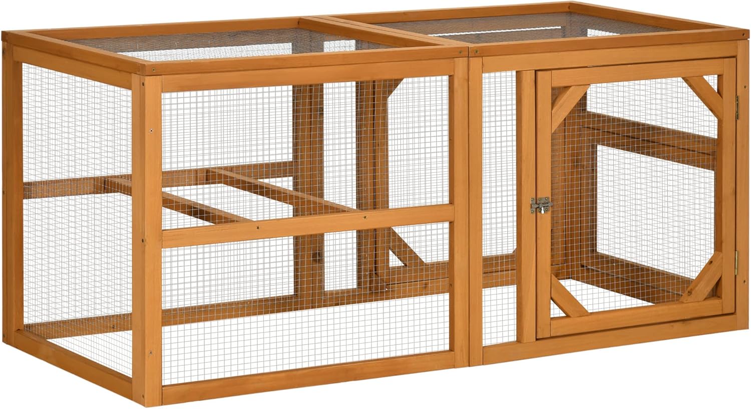 PawHut 55" Wooden Chicken Coop Add-on Expansion, Mini Chicken Coop Outdoor Chicken Run Hen House with Combinable Design