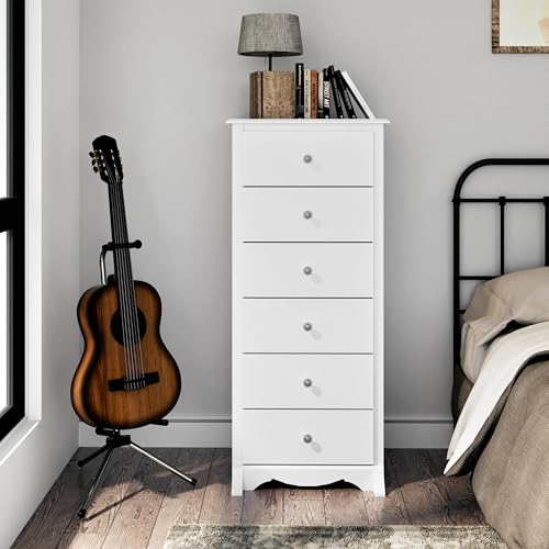Prepac Sonoma 6 Drawer Dresser for Bedroom, Tall Chest of Drawers, Bedroom Furniture, Clothes Storage and Organizer, 19" D x 23.25" W x 52.75" H, Black