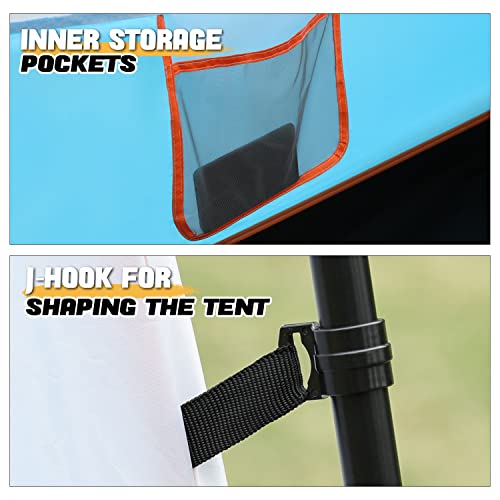 MoNiBloom 5-8 Person Tent for Camping Extra Large Portable Cabin Huge Tent, Waterproof Windproof 1 Living Room and 2 Bedroom 181''Length Tent with Carry Bag for Outdoor Picnic Family Gathering, Coffee