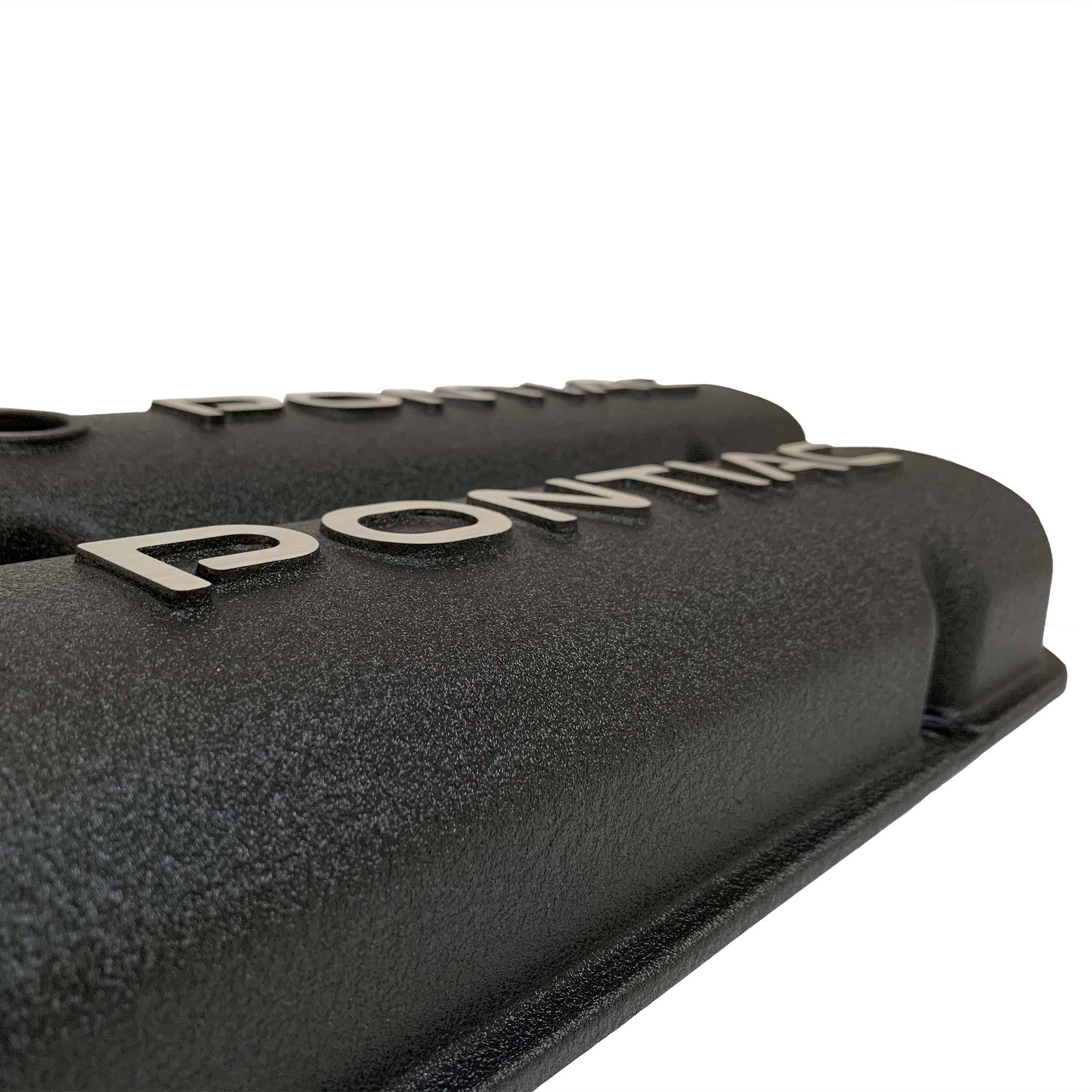 Performance USA Pontiac Raised Letter Logo Black Valve Covers