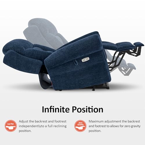 MCombo Triple Motor Power Lift Recliner Chair with Massage and Lumbar&seat Heating, Rolled Arms, Adjustable Headrest for Elderly People, Fabric 7888 (Coffee, Medium)