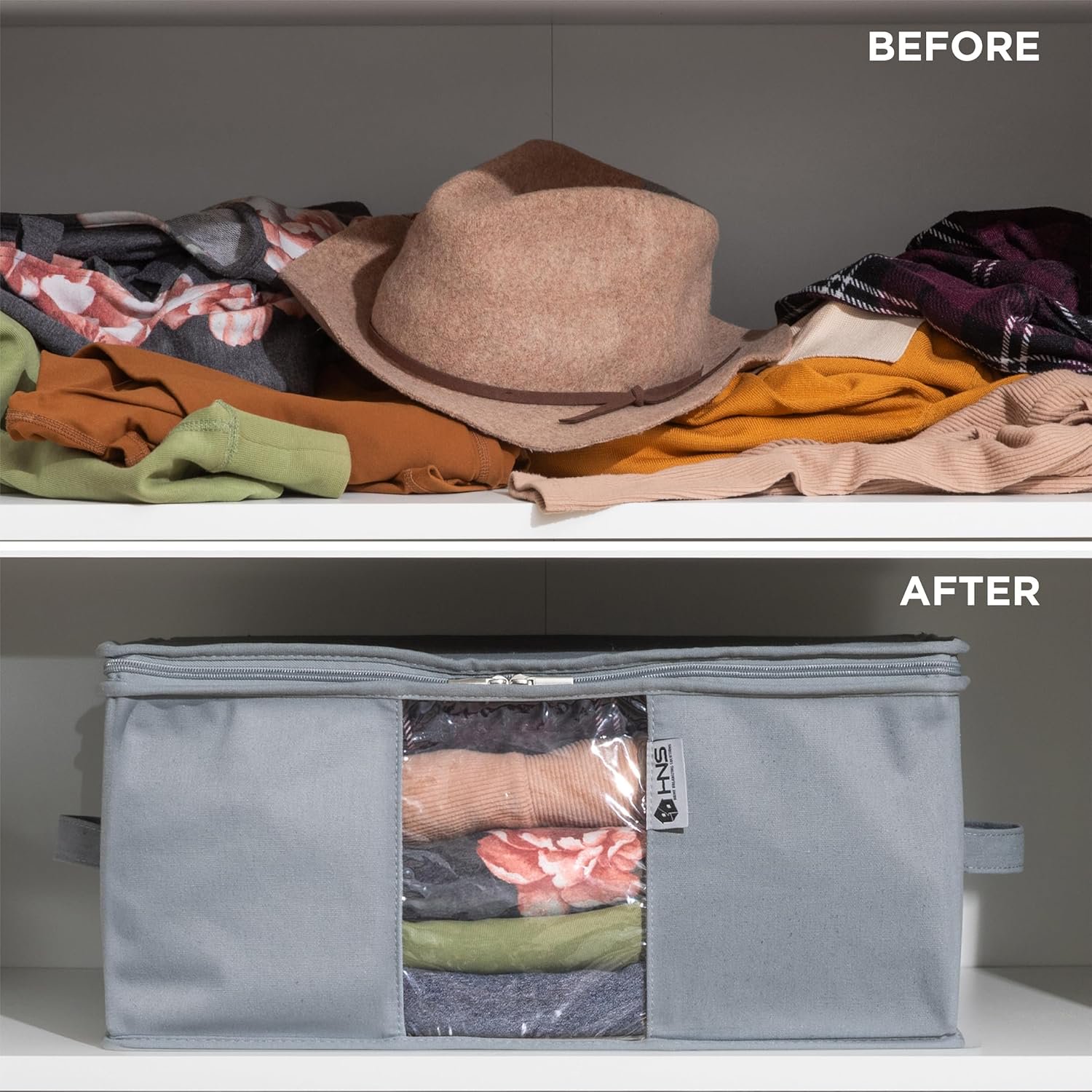 Moisture, Dirt &amp; Dust – Set of 2 Underbed Storage Bags for Clothes, Cashmere Sweaters, Bedding &amp; More - Underbed Storage - Grey, Cedar Clothes Storage Bag Organizer – Protects from Moths
