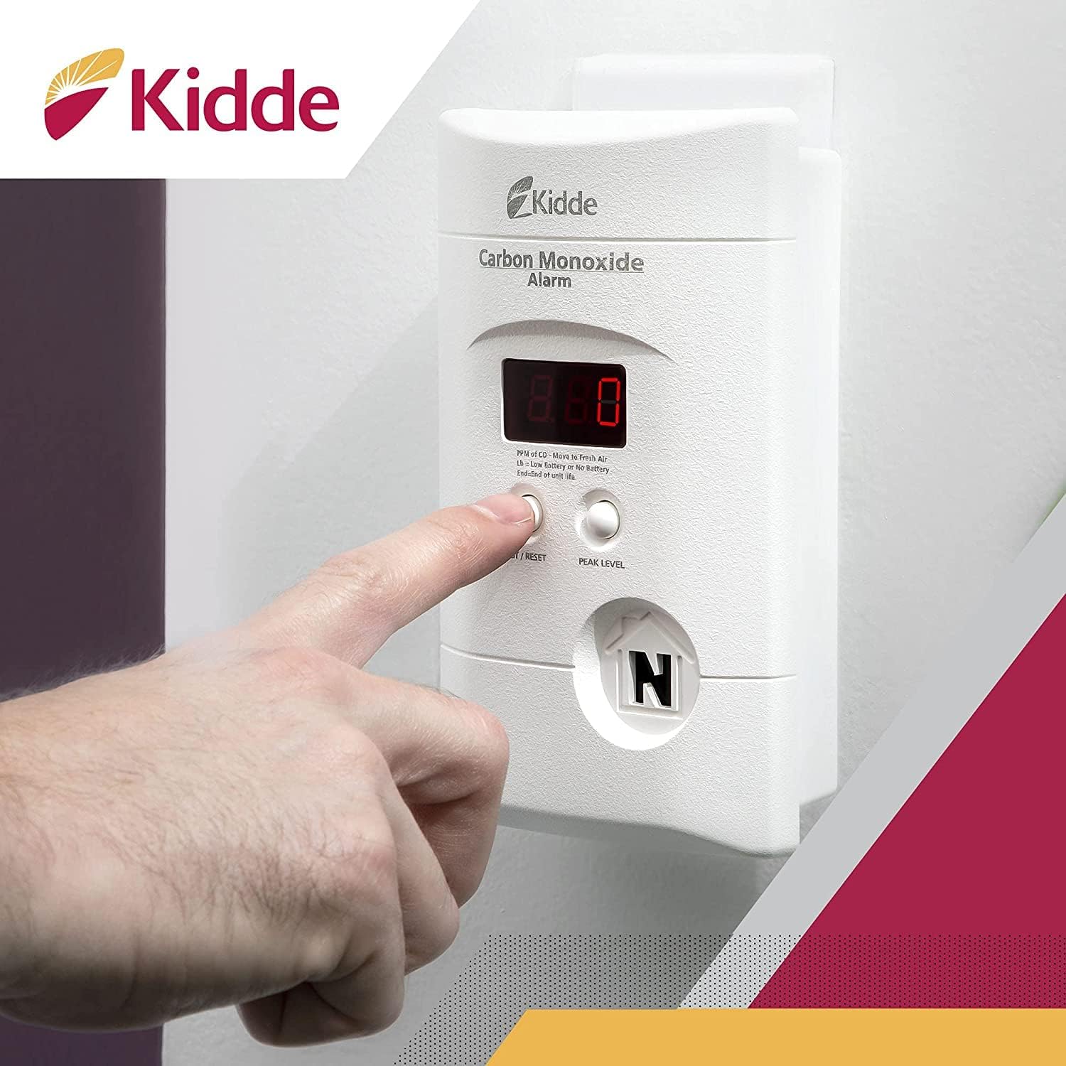 Kidde Nighthawk Carbon Monoxide Detector, AC-Plug-in with Battery Backup, Digital Display, Pack of 2