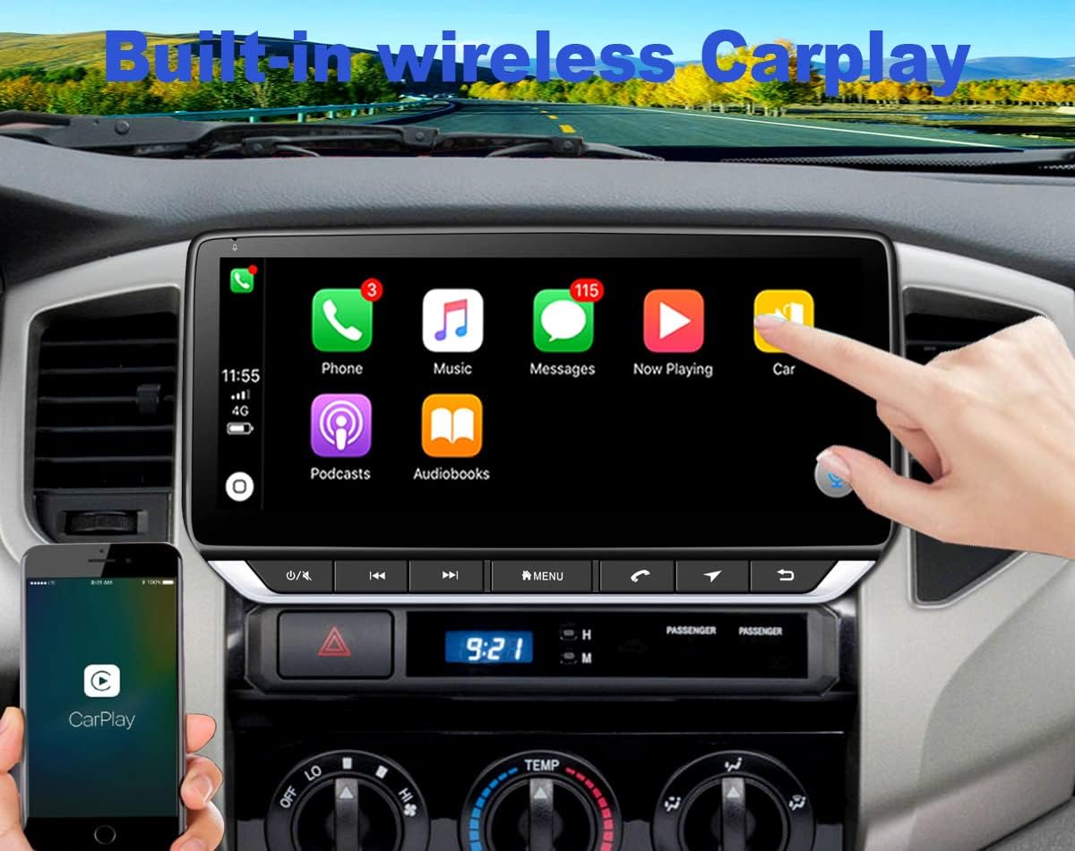 Radio for Toyota Tacoma Android Stereo 2005-2015 IPS 10.25inch Touch Screen 4G RAM 64G ROM Build in Wireless carplay 4G LTE Free Camera
