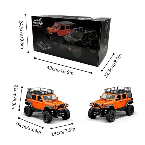 1/12 RC Crawler MN128 RC Jeep 4WD RC Rock Crawler RC Truck 4x4 Jeep RC Car 390 Strong Motor Off Road Rock Crawler with 3pcs Upgraded 1500mah Battery (Orange)