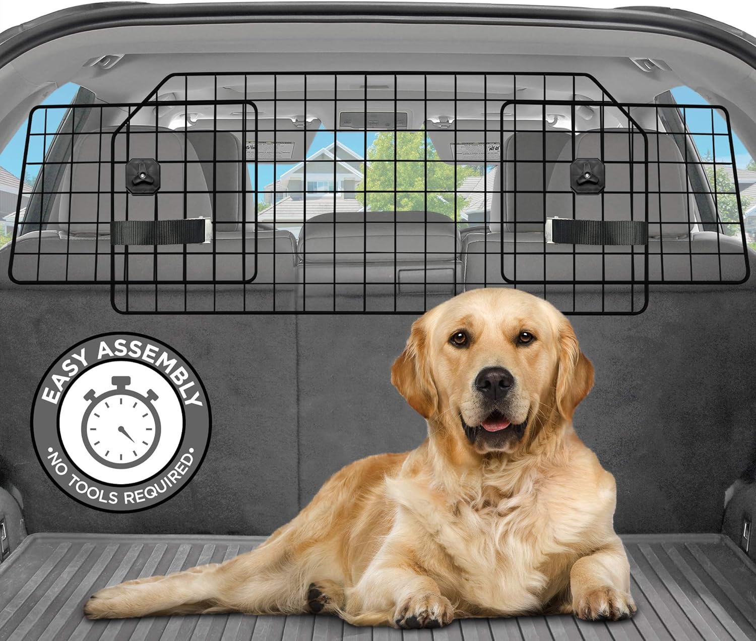 Pawple Dog Car Barrier for SUV's, Cars & Vehicles, Trucks, Adjustable Large Pet Barrier, Heavy-Duty Wire Mesh- Universal Fit Vehicles Divider