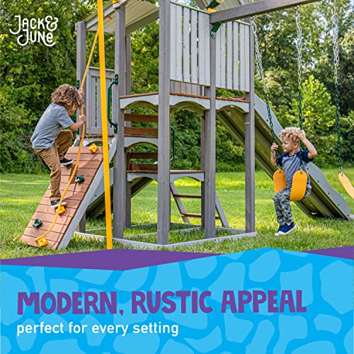 Jack & June Haven Cedar Playset with Swings, Slides, and Accessories