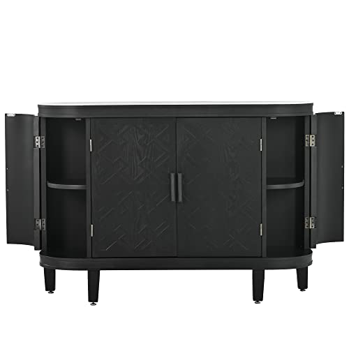 Accent Storage Cabinet Sideboard Wooden Cabinet with Antique Pattern Doors for Hallway, Entryway, Living Room Accent Furniture