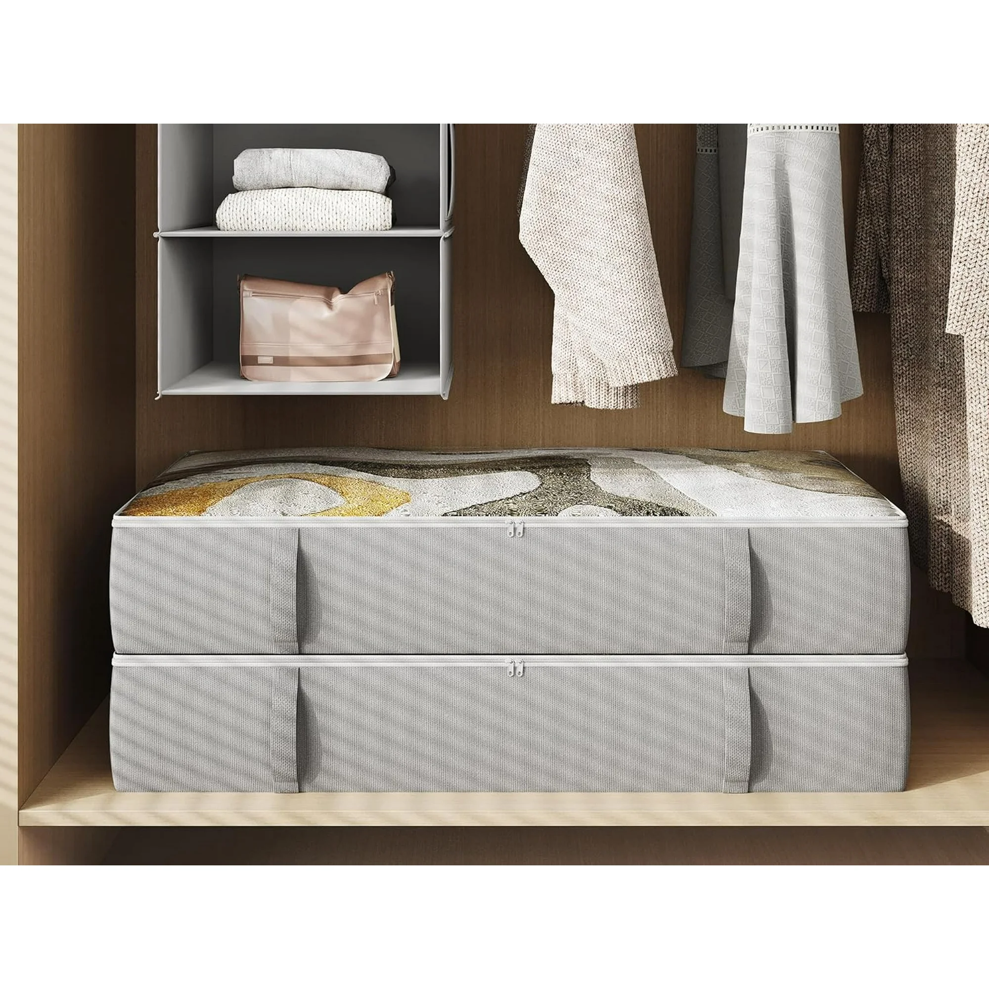 2-Pack Under Bed Storage Containers, 6 Inches Tall Underbed Clothes Storage Organizer Bin with Sturdy Sidewalls/Bottom, Underbed Storage Bins 2 Storage Thin Bins