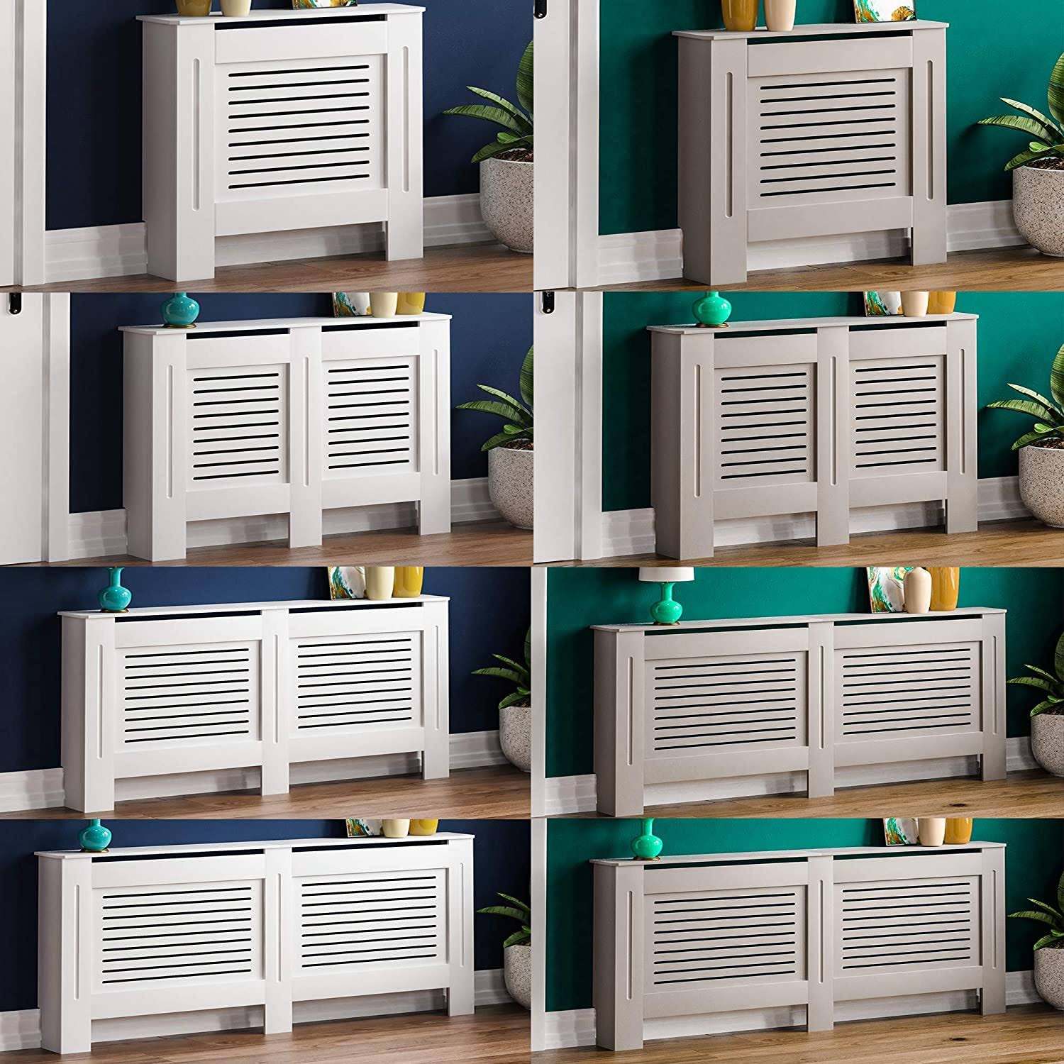 Home Discount Milton Radiator Cover White Modern Painted MDF Cabinet, Medium