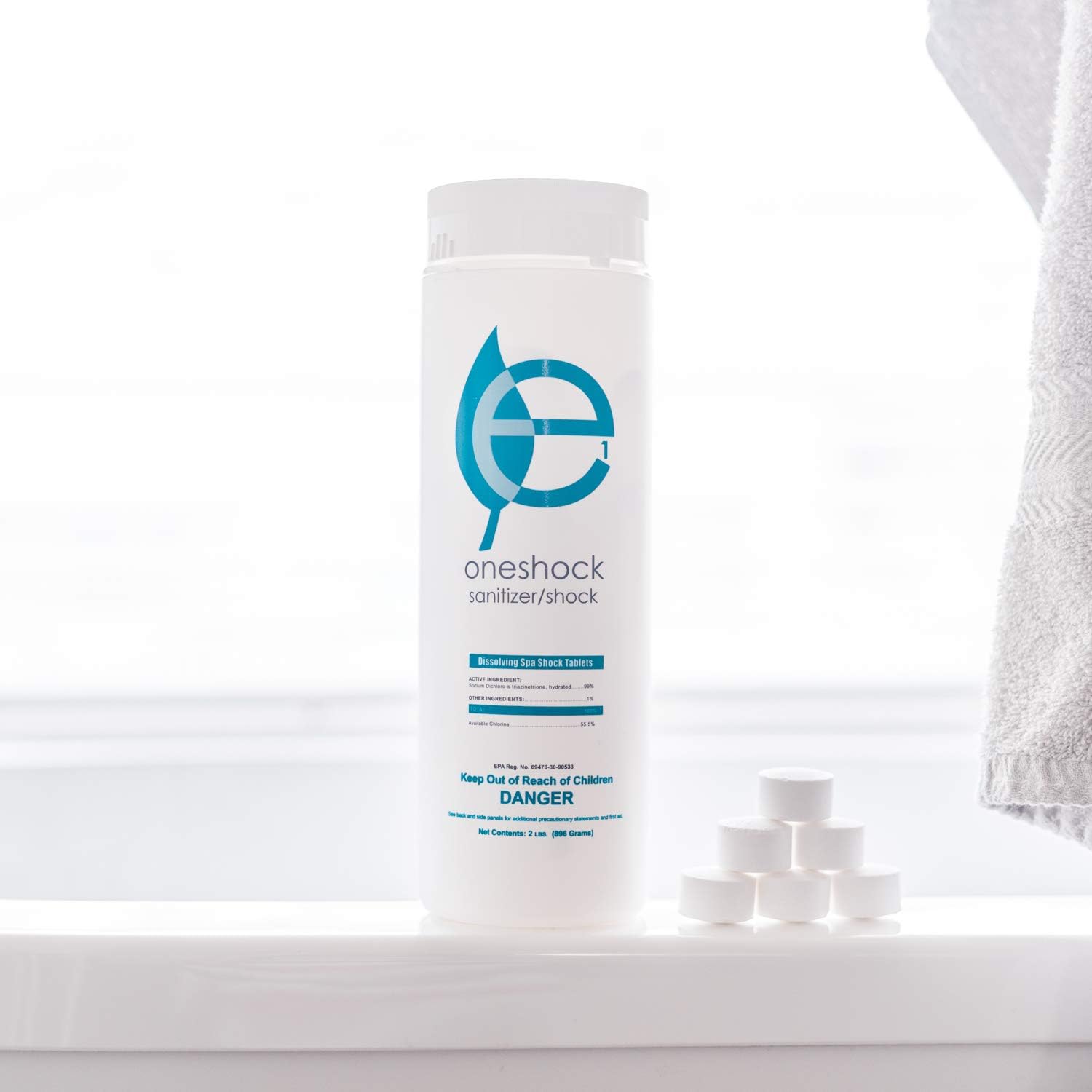 ecoone | OneShock Spa & Swimming Pool Tablets | Self-Dissolving, Pre-Measured Chlorine Shock & Sanitizer Combo | Clean, Clear & Bacteria Free Water | Swim-Safe Enzymes | Pool Maintenance | 64 Tabs Pack of 2