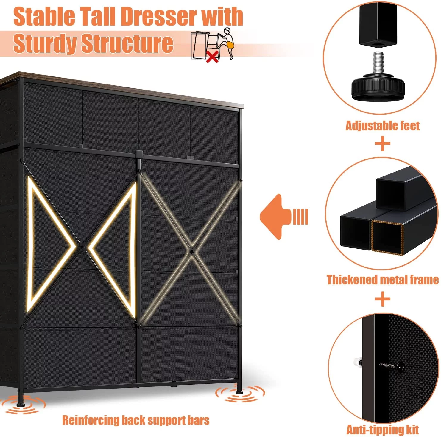 Pink Dresser for Girls Bedroom with 12 Drawers Girls Dressers for Bedroom Pink Chest of Drawers with Wood Top, Metal Frame, Tall Dressers for Bedroom, Closet, Nursery, Living Room Pink