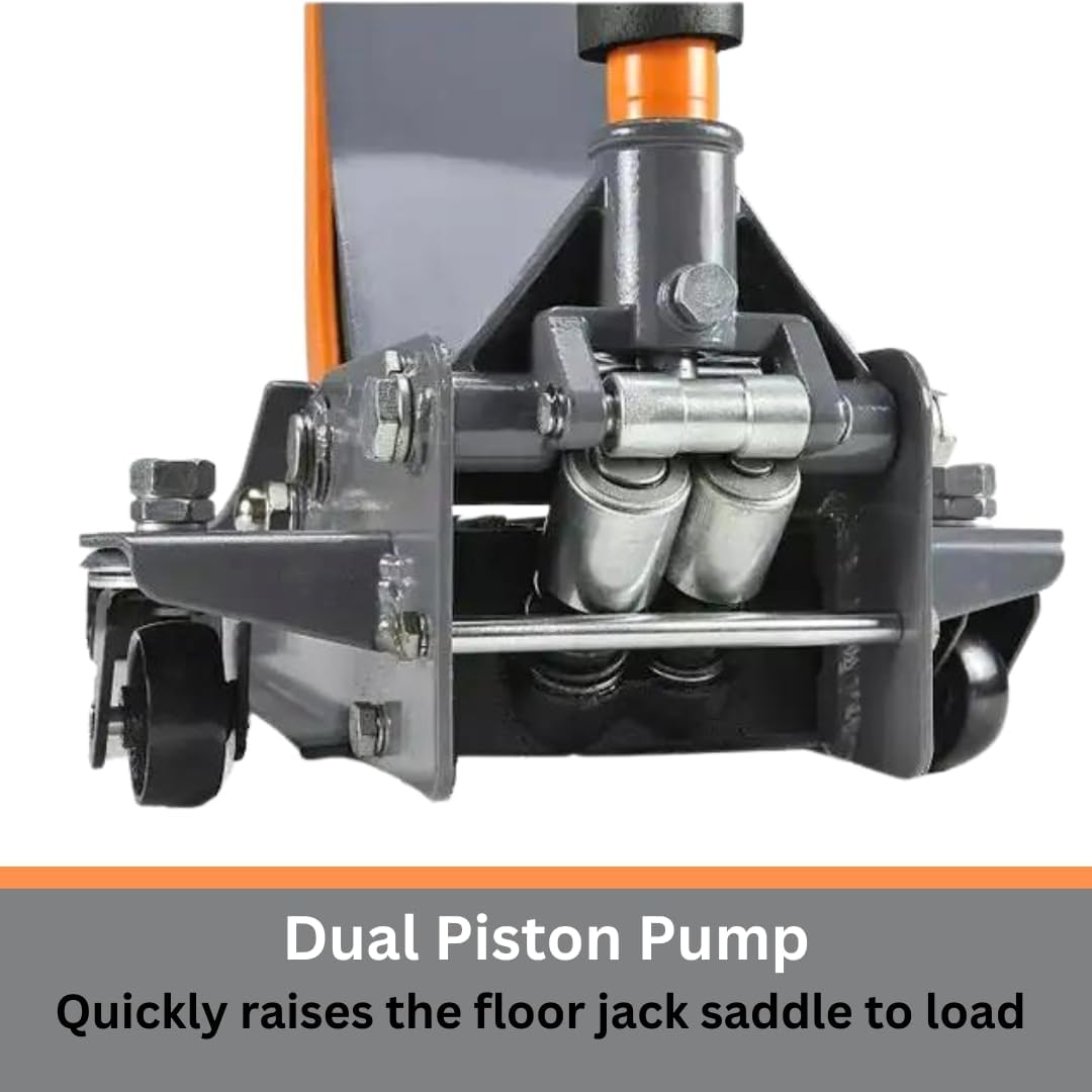 3.0 Ton Floor Jack with Dual Hydraulic Pumps & Reinforced Lifting Arm, Ultra Low Profile Lightweight Quick Lift Trolley Jack, Fast & Heavy Duty Car Lifting System (6,000 lbs)