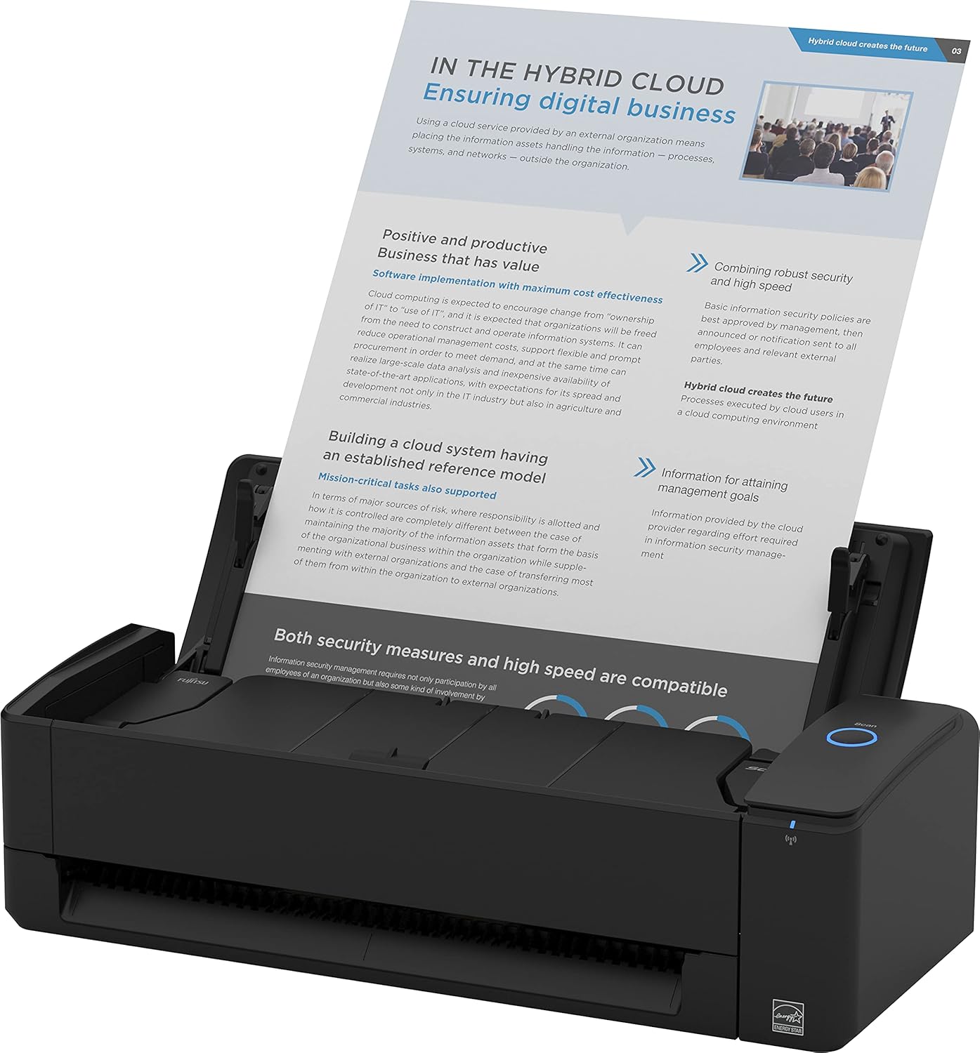 Fujitsu ScanSnap iX1300 Compact Wi-Fi Document Scanner for Mac or PC, White