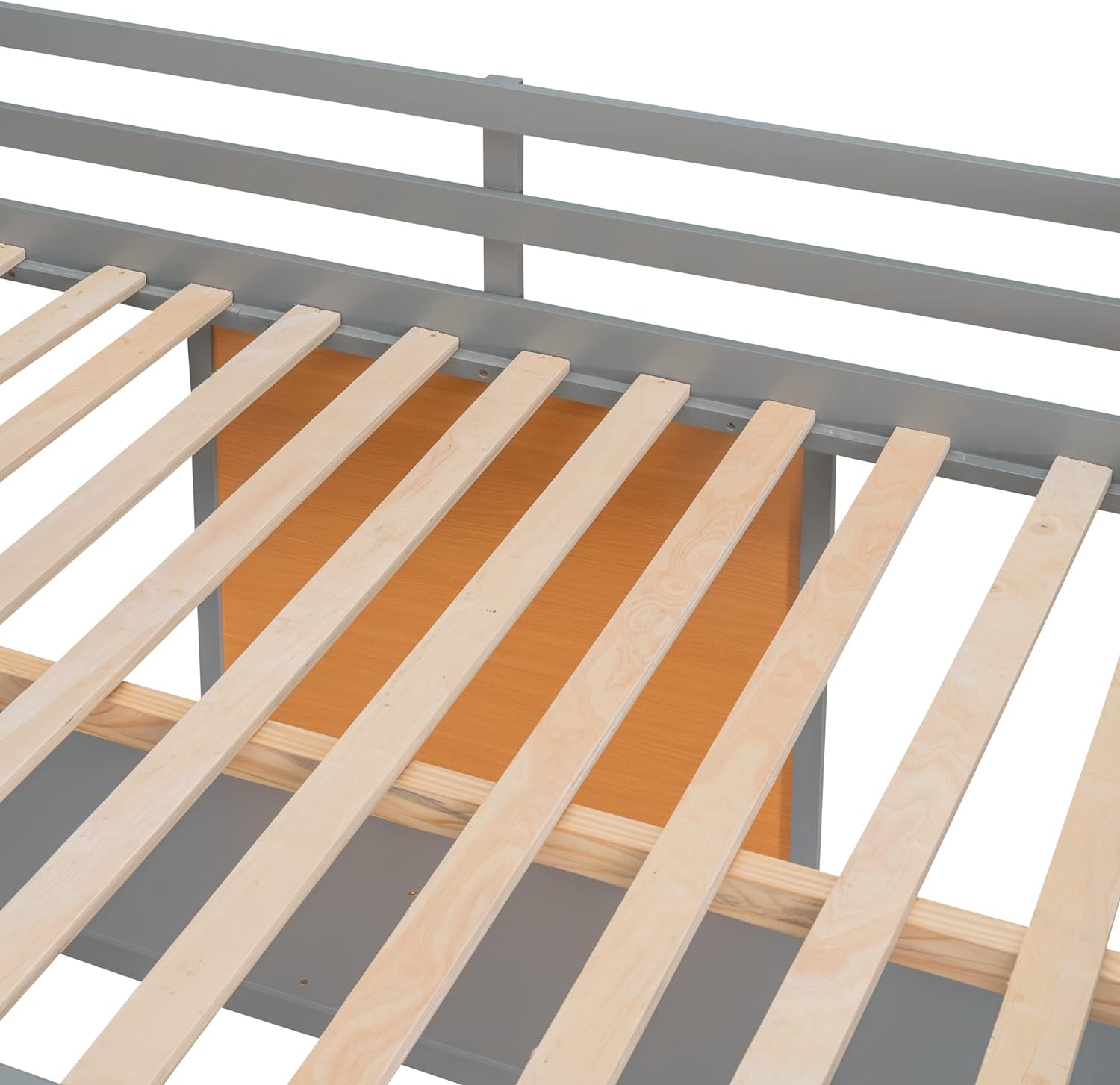 Full Size Loft Bed Frame With Desk, Storage Shelves And Writing Board, Wood Loft Beds With Two Ladders And Moveable 2-Shelf Cabinet, High Loft Bed For Kids Boys Girls Teens, Gray