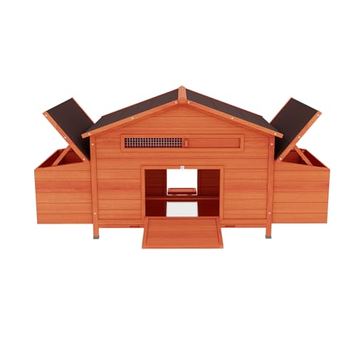 3-Tier Large Wooden Chicken Coop for 8-10 Chickens,Outdoor Walk-in Chicken Coop House with Run&Nesting Boxes,Hen House Poultry Pet Habitat Hutch Cage W/Pull Out Trays&Wire Fencing(95"×80"×83")