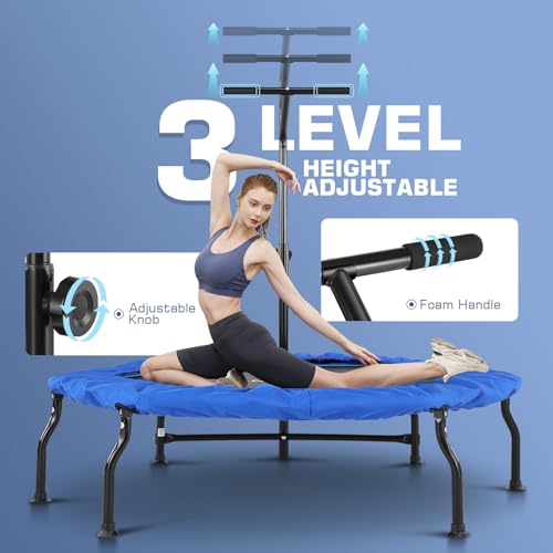 ANCHEER 50" Rebounder Trampoline for Adults with Bar, 550 LBS Mini Trampoline Quiet Exercise Rebounder Bungee Rebounder Jumping Cardio Trainer Workout for Adults