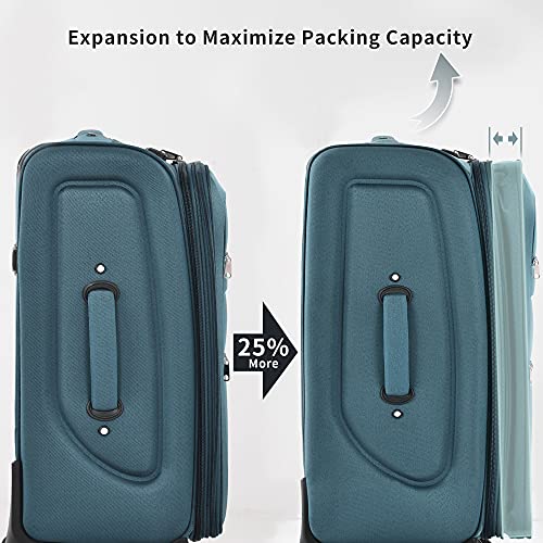 Merax Softside Luggage Set, Travel Suitcase Expandable Lightweight, 3 Piece Luggage Sets with Spinner Wheels 20" 24" 28" Suitcase with TSA Lock (Blue Green)