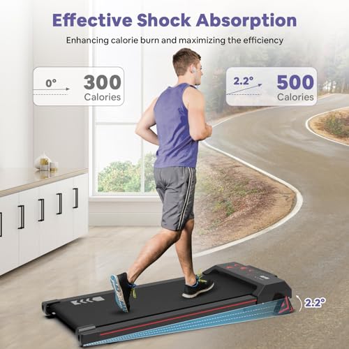 Walking Pad with Incline - Under Desk Treadmill for Home Office - 2.25HP Inclined Treadmills with Remote Control, LED Display, 265lbs Weight Capacity