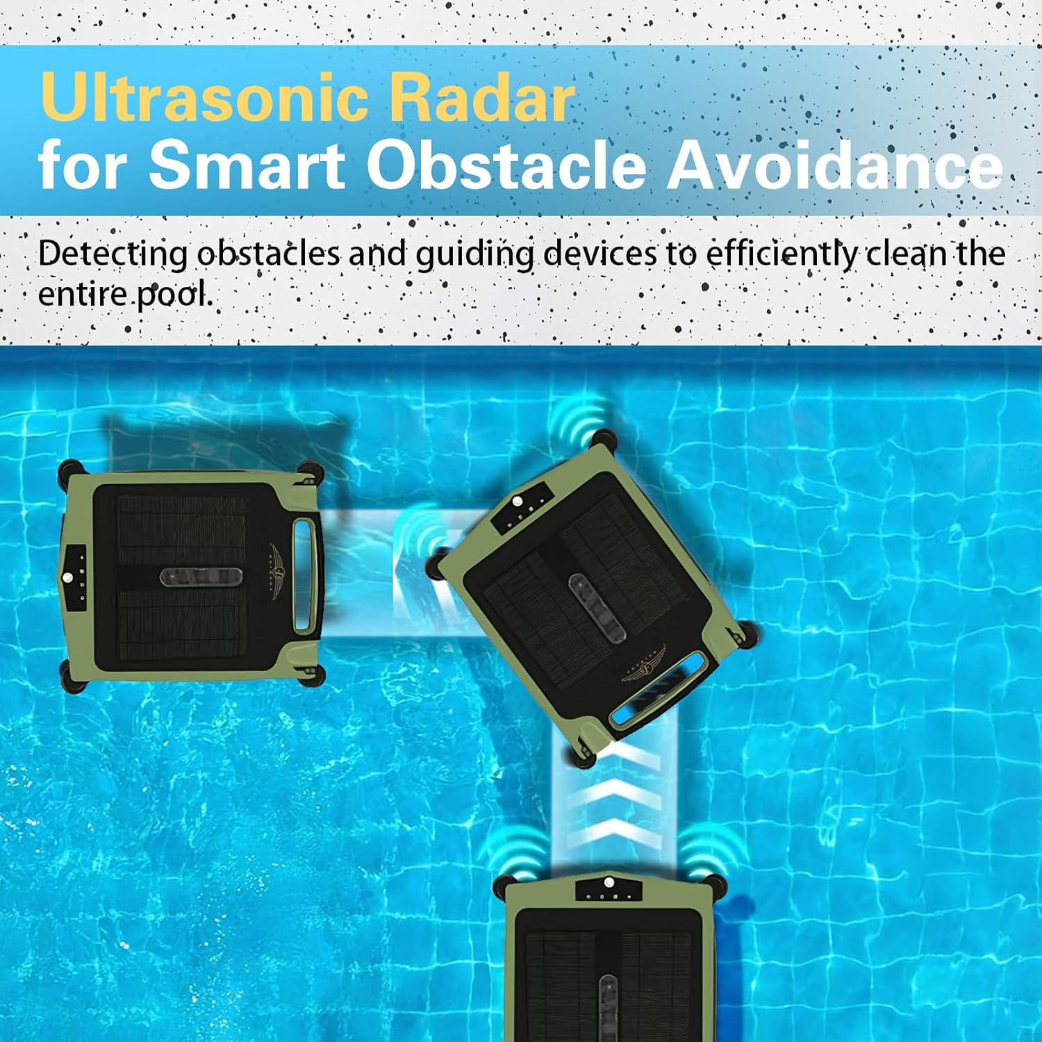 (2024 New) Cordless Robotic Pool Cleaner, Solar Powered Pool Skimmer for Pool Surface with Dual Charging Options, Pool Robot Vacuum with Automatic Obstacle Avoidance, Green